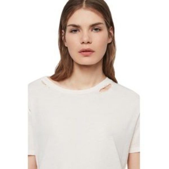 All Saints Distressed Tee, Pale Pink, Size L - Picture 2 of 8